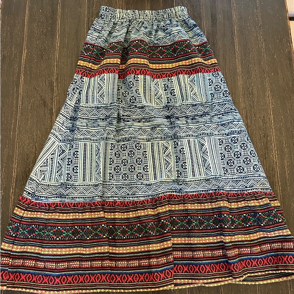 Bohemian Maxi Skirt with Multicolor Patterns